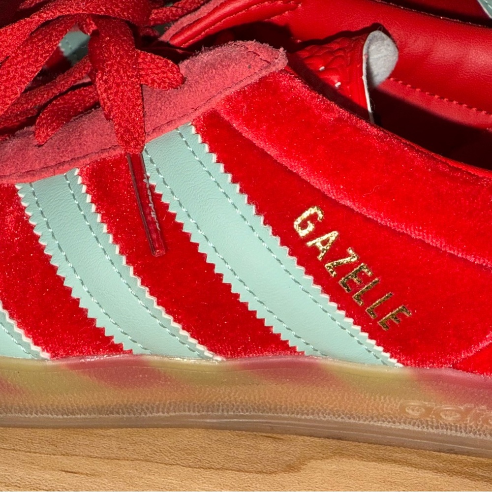 Adidas Gazelle Indoor Better Scarlet red velvet suede and Hazy Green - Picture 10 of 15